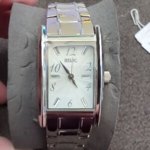 Relic Silver Watch with Rectangular Face